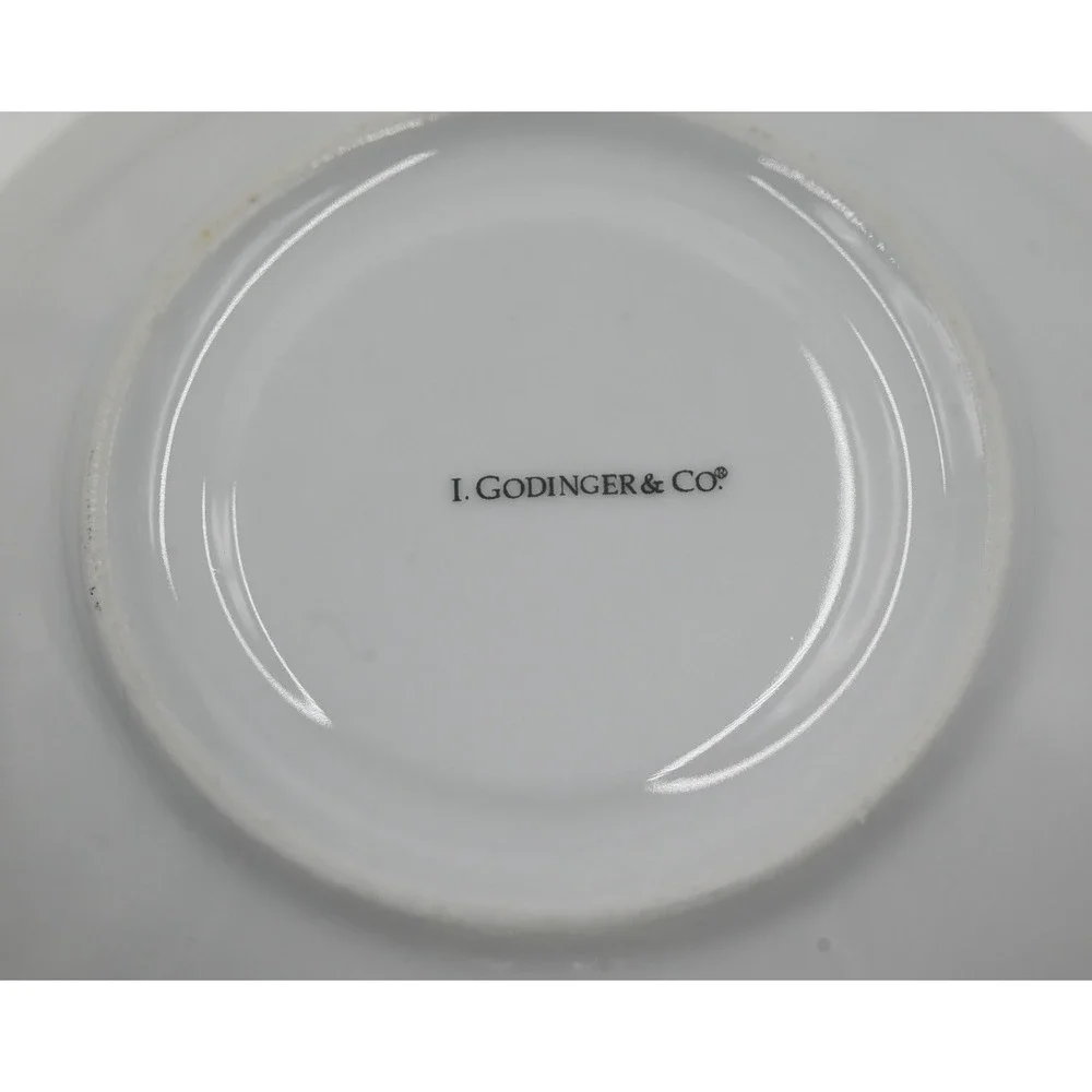 VTG I. Godinger Iridescent Luster Gold Trim Tea Cup and Saucer Set of 4 Cream
